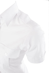 Women's Military Shirt - Short Sleeve - White