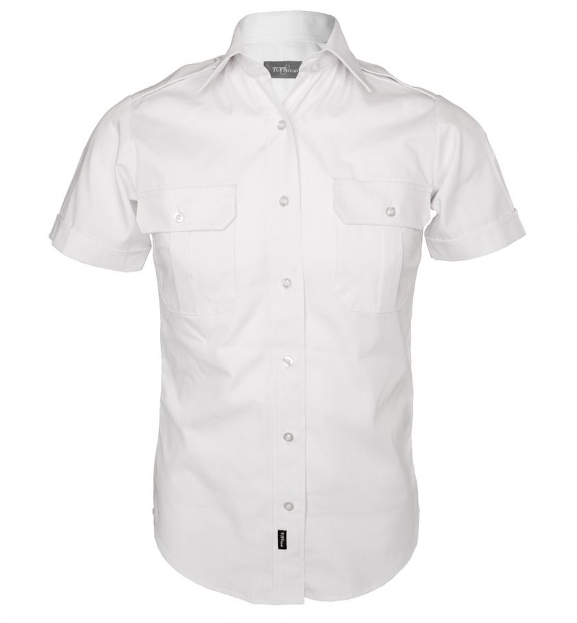 Women's Military Shirt - Short Sleeve - White